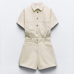 Beige Denim Jumpsuit size Small